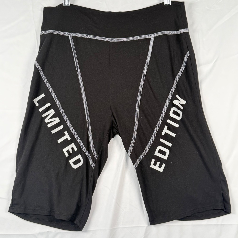 Fashion Nova Womens XL Biker Shorts Black Graphic Limited Edition Streetwear